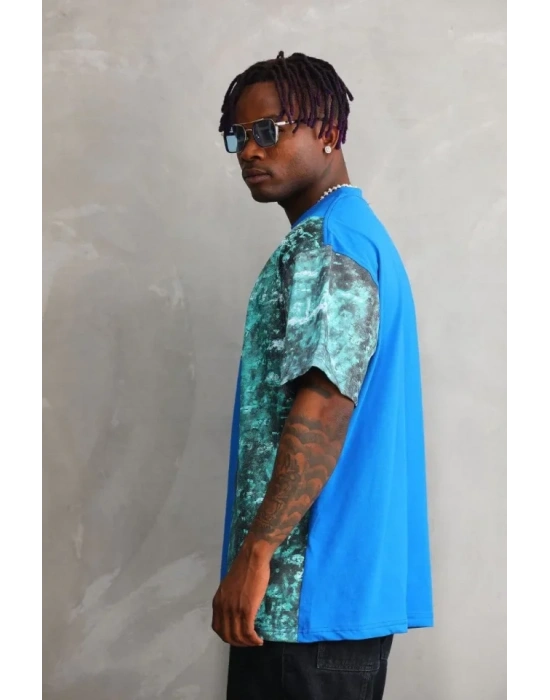 Unisex Bisiklet Yaka Baskılı Oversize Thirt  avi