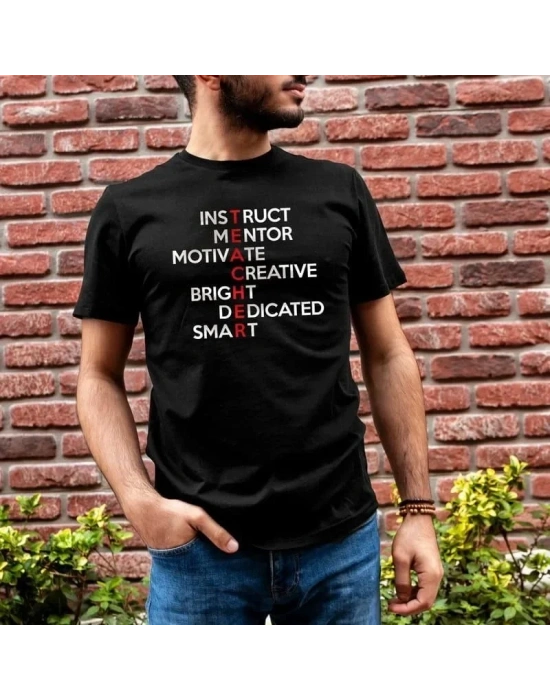 Unisex Bisiklet Yaka Baskılı Oversize Thirt  iyah