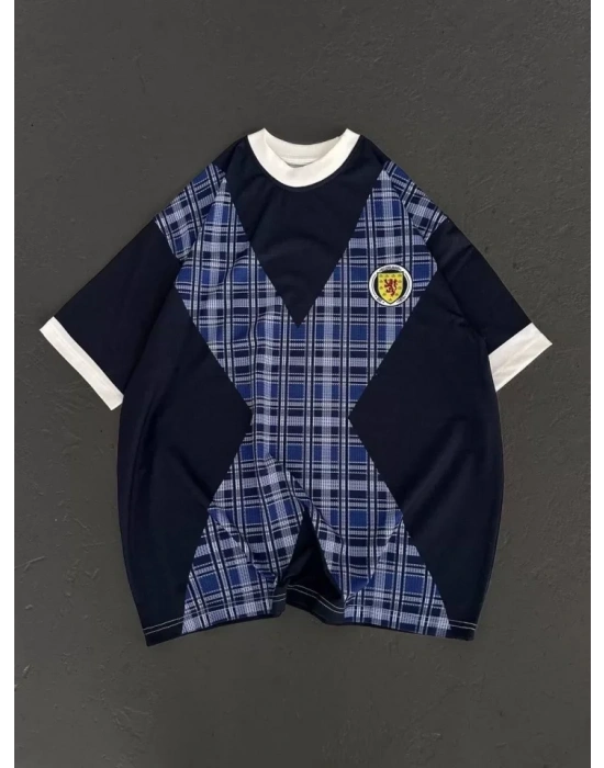 Unisex Bisiklet Yaka Baskılı Oversize Thirt  iyah