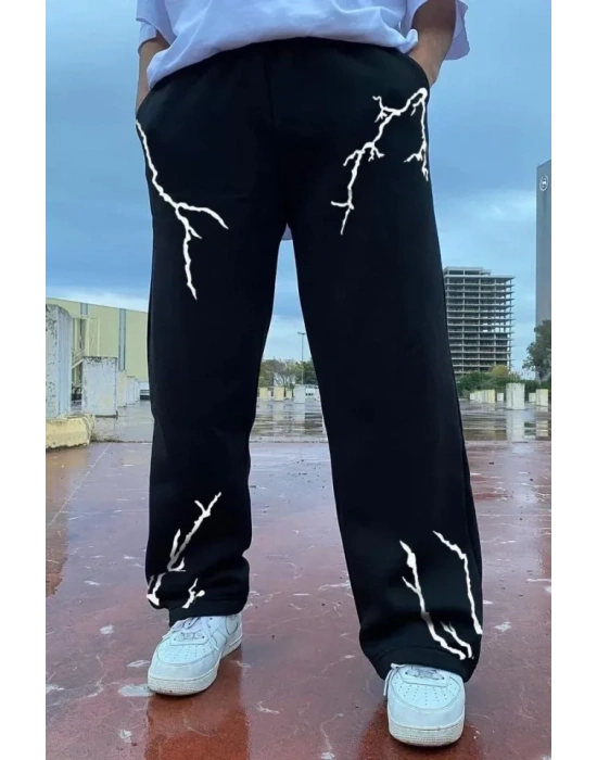 Unisex Dijital Baskılı Eşofman Altı  Siyah