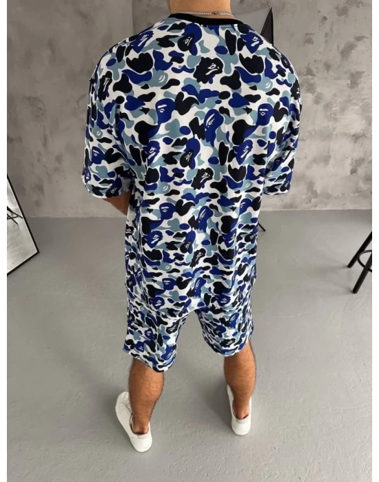 Unisex Dijital Baskılı Şortlu Takım  Gri