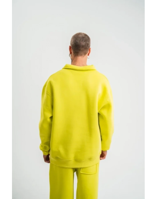 Unisex Double Oversize Patlı Yaka weathirt  arı