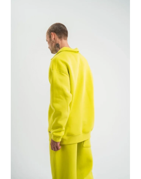 Unisex Double Oversize Patlı Yaka weathirt  arı