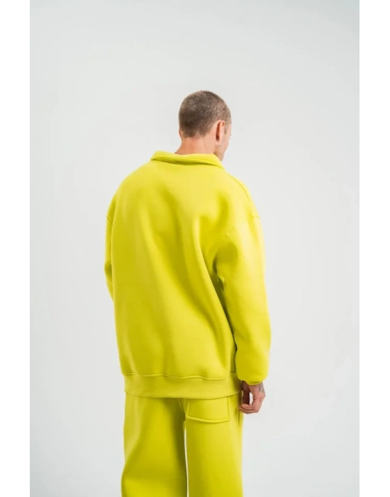 Unisex Double Oversize Patlı Yaka weathirt  arı