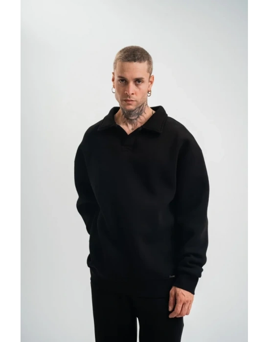 Unisex Double Oversize Patlı Yaka weathirt  iyah