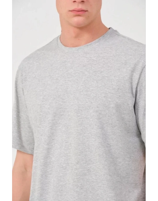 Unisex Düz Biskilet Yaka Oversize Tshirt  Gri