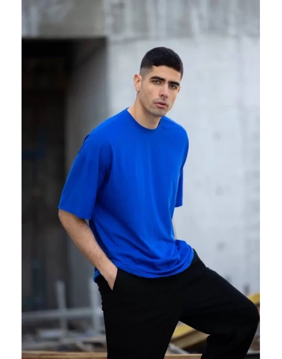 Unisex Düz Biskilet Yaka Oversize Tshirt  avi