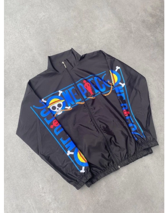 Unisex Fermuarlı Dijital Baskılı Rüzgarlik  iyah