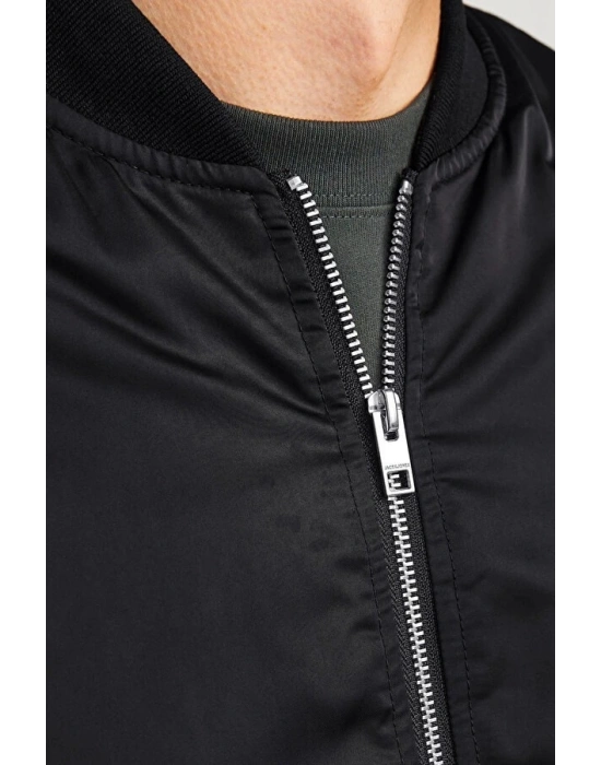 Unisex İçi Astarlı Düz Bomber Ceket  iyah
