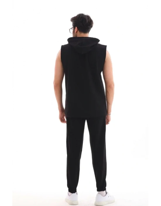 Unisex Kapşonlu Kolsuz Eşofman Takımı iyah