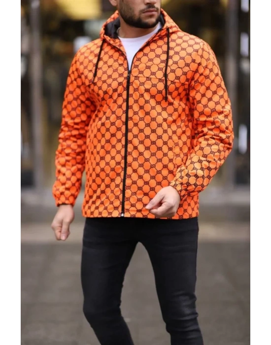 Unisex Kapüşonlu İçi Astarlı Yağmurluk  Turuncu
