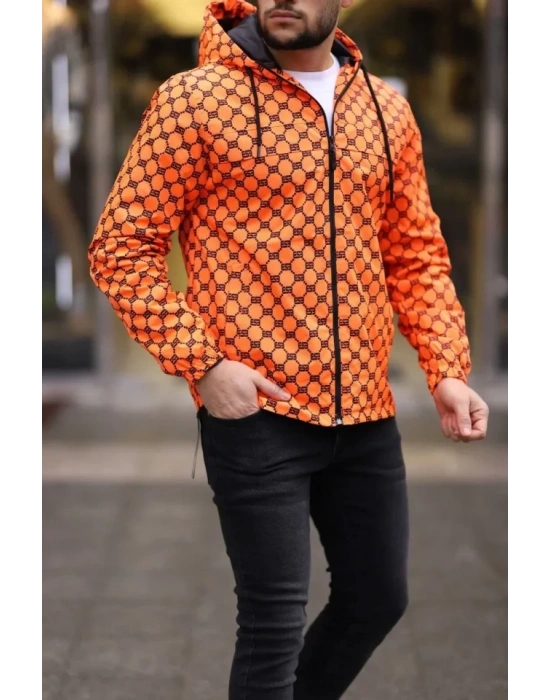 Unisex Kapüşonlu İçi Astarlı Yağmurluk  Turuncu