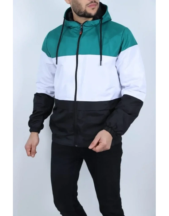 Unisex Kapüşonlu İçi Astarlı Yağmurluk  Yeşil