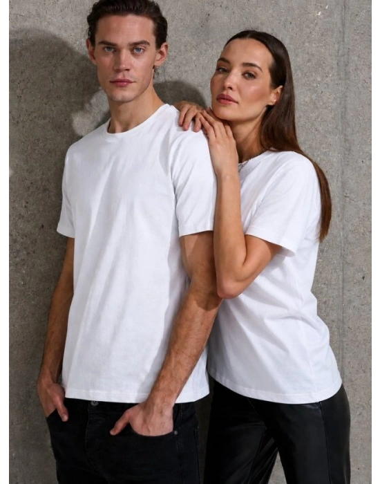 Unisex Kısa Kollu Bisiklet Yaka Basic Viskon Bluz