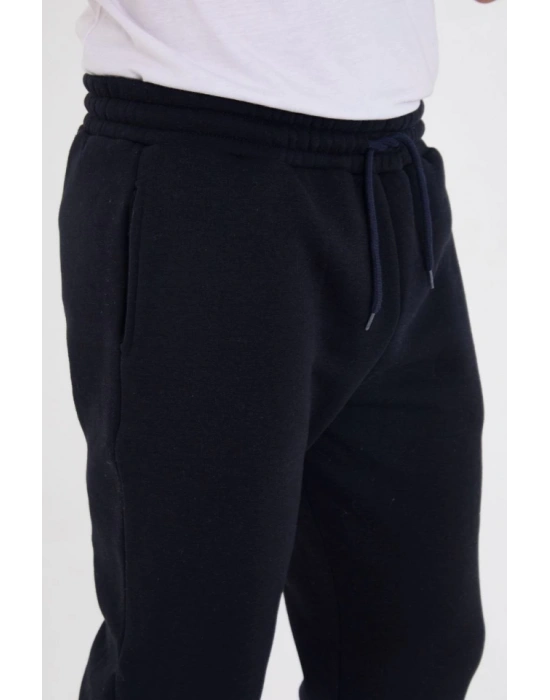 Unisex Kışlık Üç İplik astikli Eşofman Pantolon  acivert