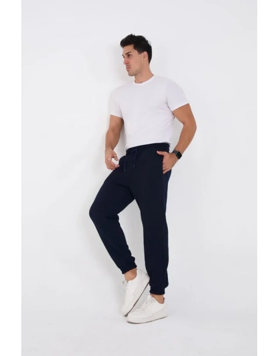 Unisex Kışlık Üç İplik astikli Eşofman Pantolon  acivert