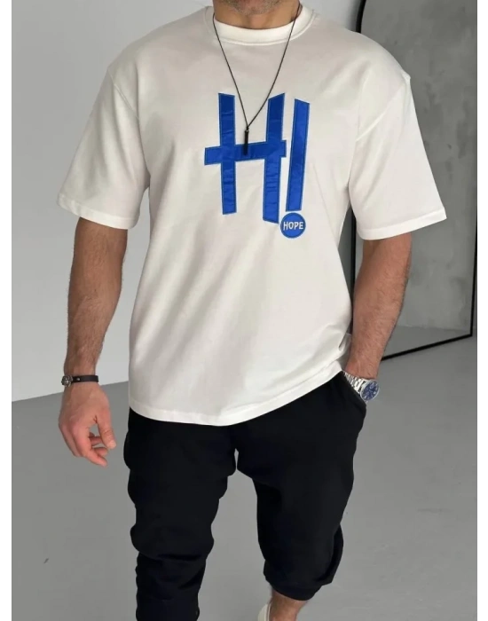 Unisex Nakış İşlemeli Thirt  Beyaz