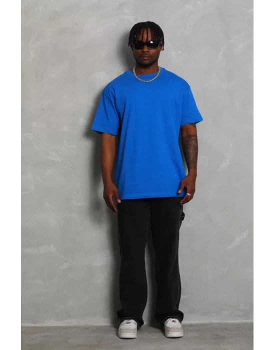 Unisex Oversize Düz Bisiklet Yaka Thirt  avi