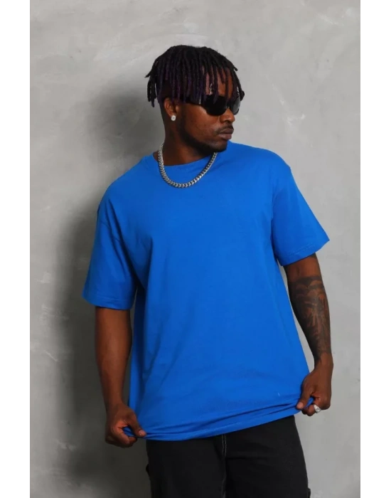 Unisex Oversize Düz Bisiklet Yaka Thirt  avi