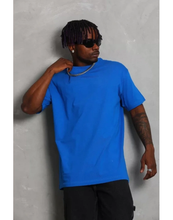 Unisex Oversize Düz Bisiklet Yaka Thirt  avi