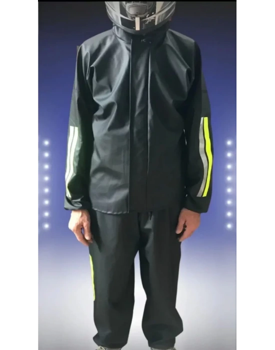 Unisex Tam Kalıp otorcu Kurye Su Gecirmez Yağmurluk Takım  Siyah