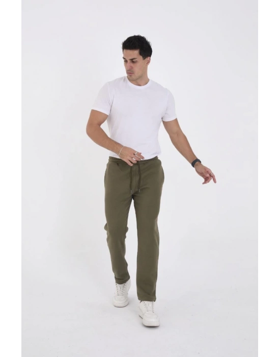 Unisex Üç İplik Basic Eşofman Pantolon  Haki