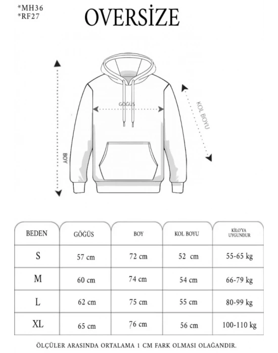 Unisex Üç İplik Kapşonlu Nakışlı weathirt  Kahve