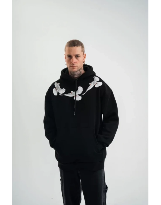 Unisex Uzun Kol Bisiklet Yaka Yıkamalı weathirt  iyah