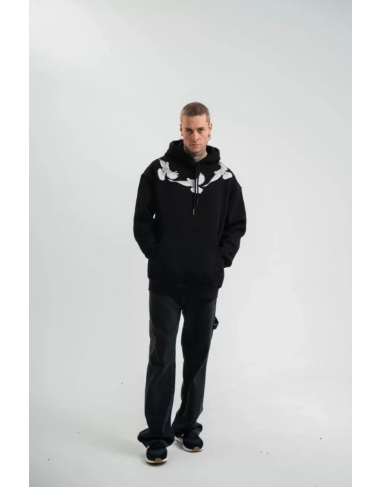 Unisex Uzun Kol Bisiklet Yaka Yıkamalı weathirt  iyah