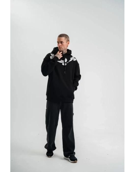 Unisex Uzun Kol Bisiklet Yaka Yıkamalı weathirt  iyah