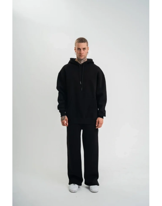 Unisex Uzun Kol Kapşonlu Eşofman Takım  iyah