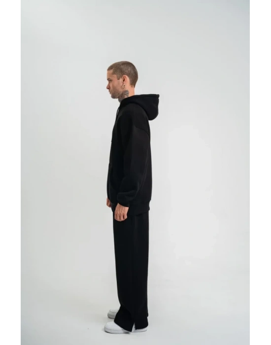 Unisex Uzun Kol Kapşonlu Eşofman Takım  iyah