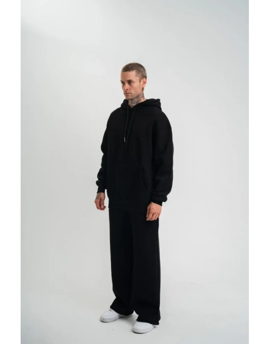 Unisex Uzun Kol Kapşonlu Eşofman Takım  iyah