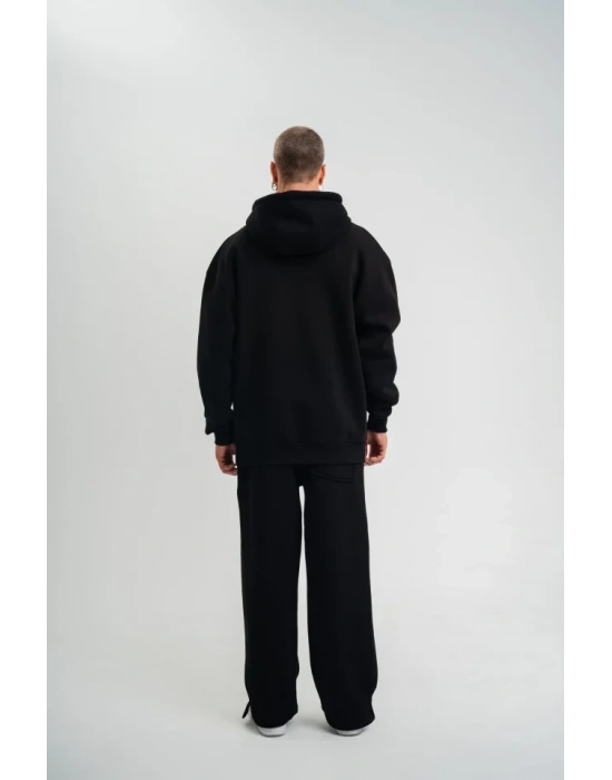 Unisex Uzun Kol Kapşonlu Eşofman Takım  iyah