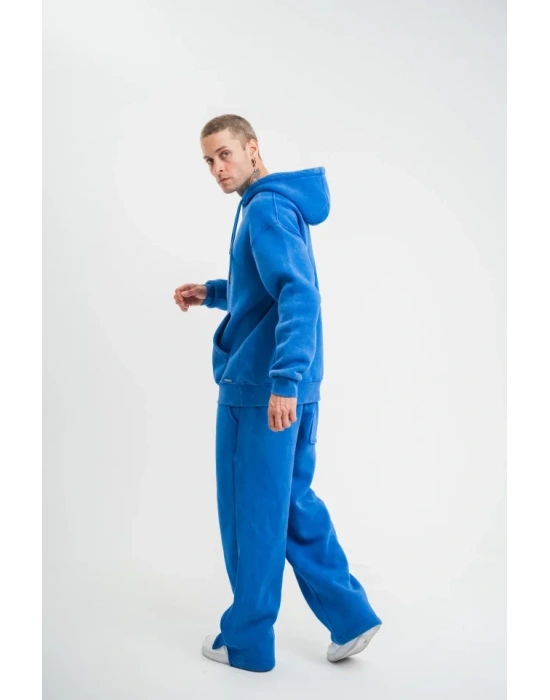 Unisex Uzun Kol Kapşonlu Yıkamalı Eşofman Takım  avi