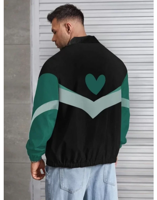 Unisex Uzun Kollu Paraşüt Kumaş Rüzgarlik  iyah