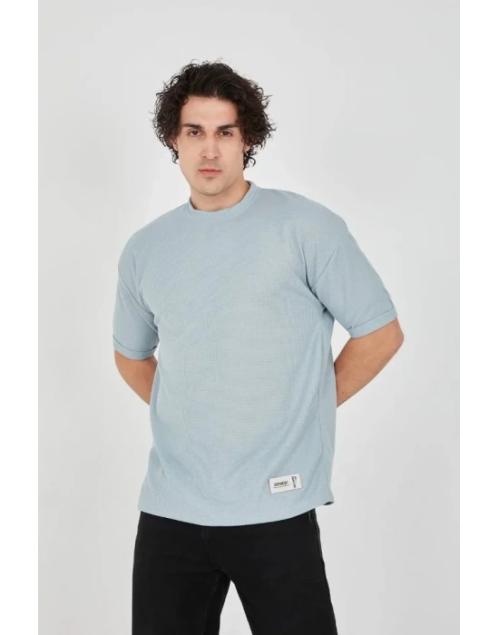 Unisex Waffle Kumaş Rahat Kol Thirt  Buz avisi