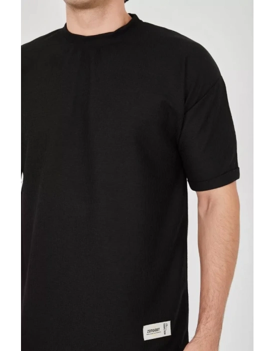 Unisex Waffle Kumaş Rahat Kol Thirt  iyah