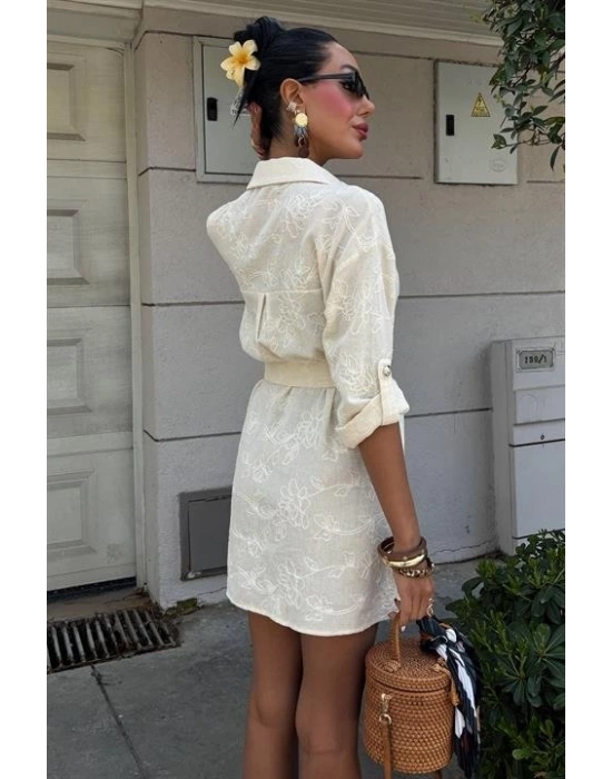 Süzene Nakışlı Ve Gold Düğmeli Elbise 2742