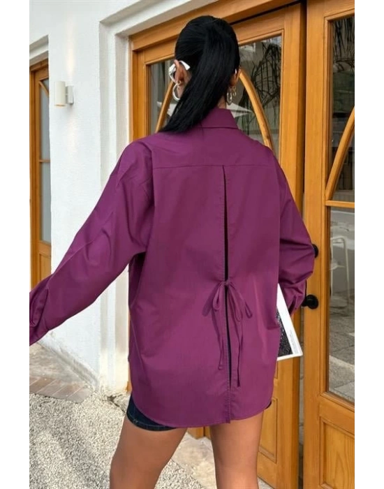 üzine Cepli Arkası Yırtmaçlı Oversize Gömlek 3420