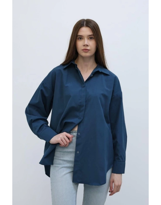 Uzun Kol Gömlek  İndigo