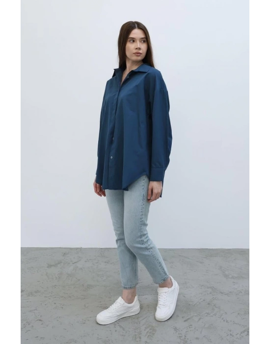 Uzun Kol Gömlek  İndigo