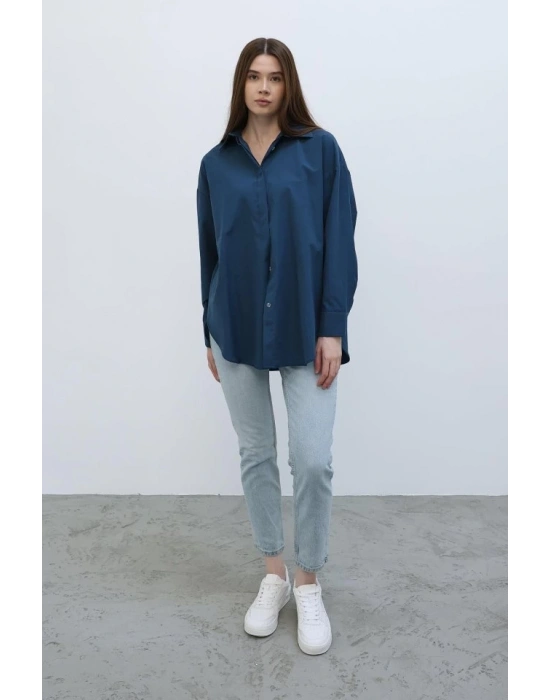 Uzun Kol Gömlek  İndigo