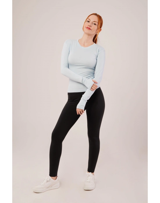 Uzun Kollu Basic Bebe Mavisi Bluz