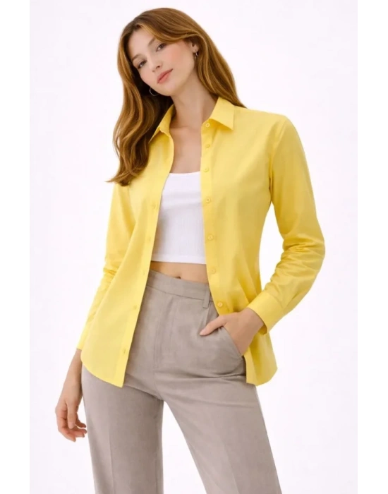 Uzun Kollu Gömlek Düğmeli Klasik Yaka Günlük Ve Ofis Şıklığına Uygun  arı