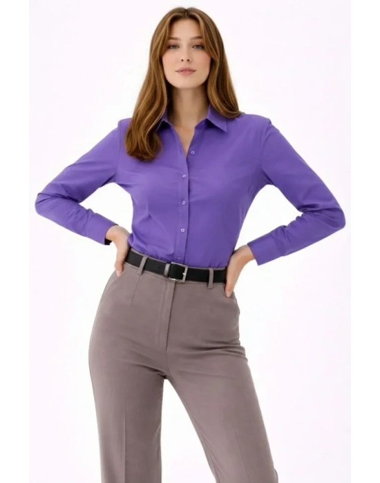 Uzun Kollu Gömlek Düğmeli Klasik Yaka Günlük Ve Ofis Şıklığına Uygun  or