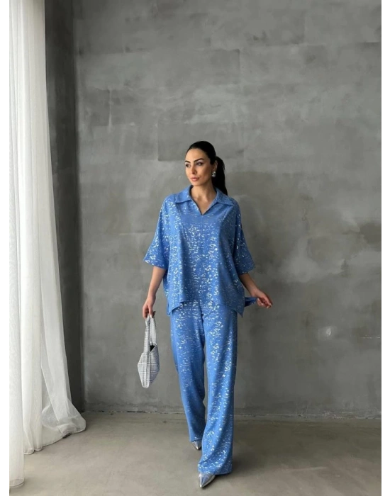 VARAKLI BLUZ PANTOLON TAKIM  Mavi