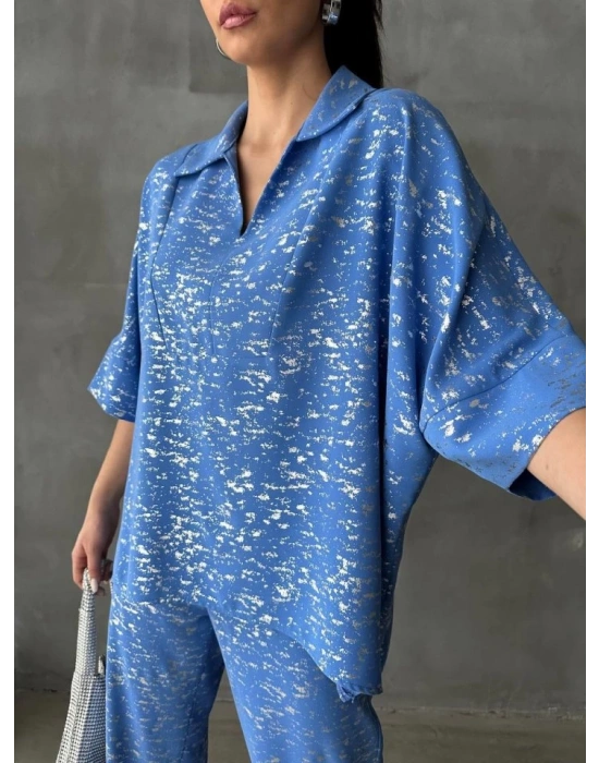 VARAKLI BLUZ PANTOLON TAKIM  Mavi