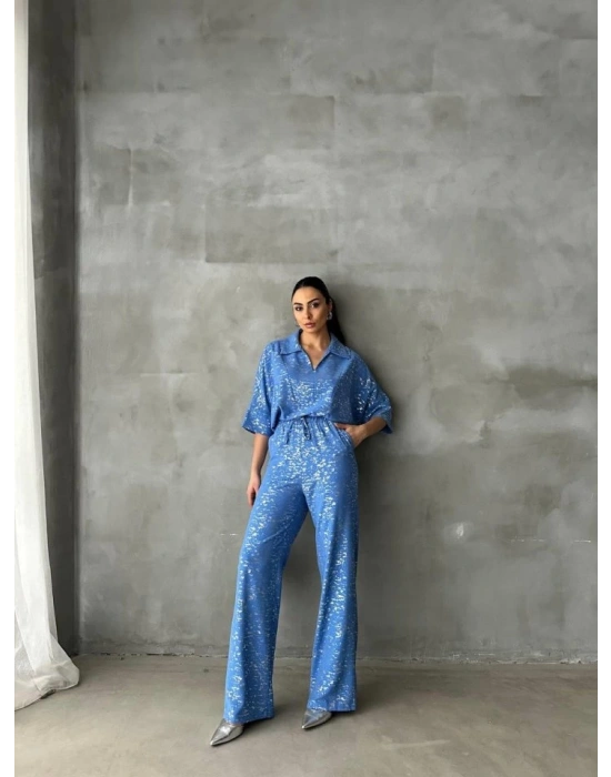 VARAKLI BLUZ PANTOLON TAKIM  Mavi