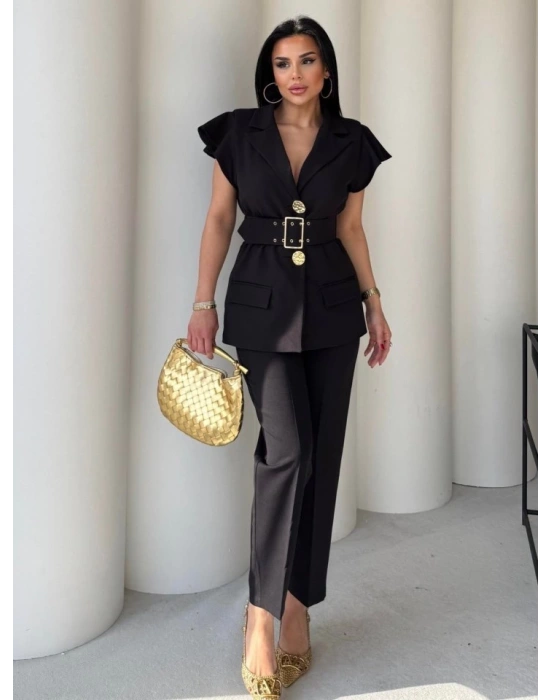 Vatkalı Yelek Pantolon İkili Takım